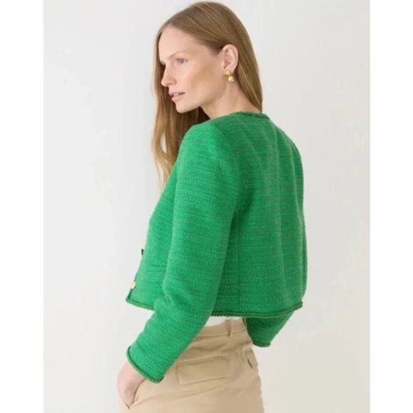 J.Crew Louisa Lady Jacket Sequin Tweed Summer Green Size 4 NWT - Picture 2 of 7